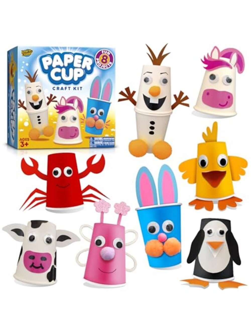 Arts and Crafts for Toddlers & Kids Ages 3-5 – Paper Cup Craft Kit, 8 Animal